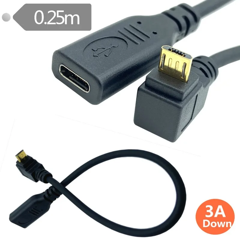 3A Type-C to Micro 5P Adapter Cable with Gold-Plating USB3.1 TYPE-E to Type-CF Front Panel Wire 10Gbps High Speed