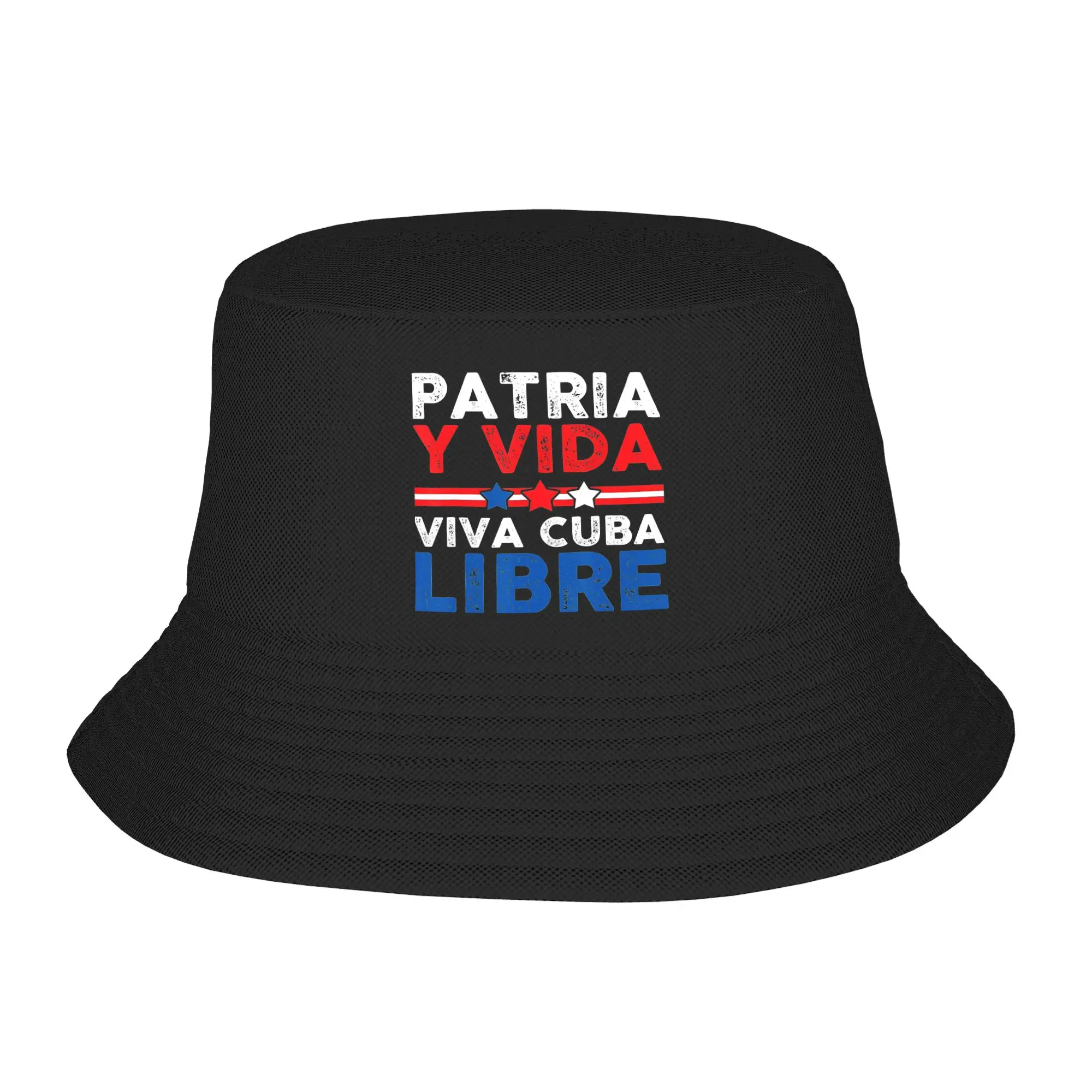 Teen Harajuku Patria Y Vida VIVA CUBA LIBRE Bucket Hat Merchandise  Bob Hat For Vocation Getaway Headwear Lightweight