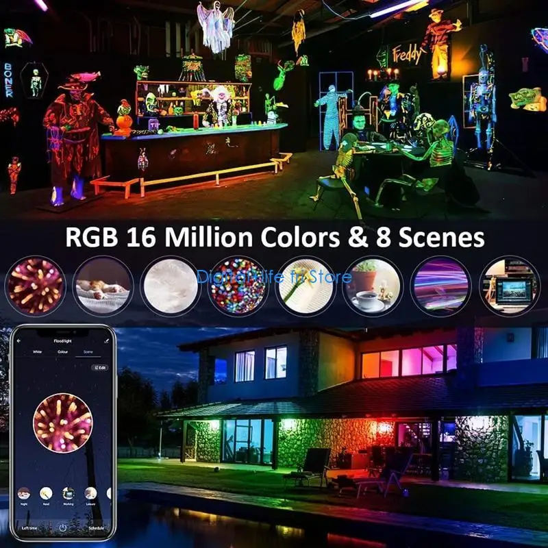 

E06D Voice/APP Control Floodlight 220V 30W/50W/100W LED Flood Light Outdoor Intelligent Light IP66 Waterproof 180° Rotation