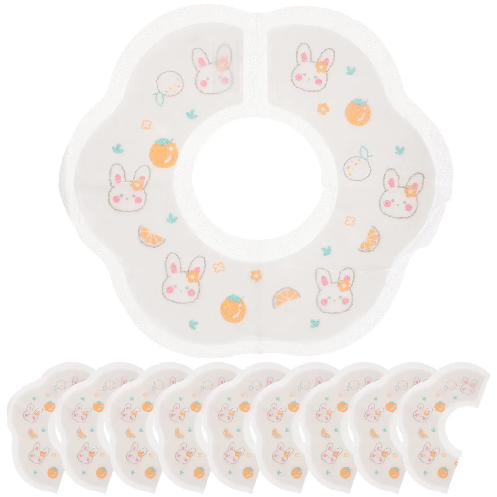 

10Pcs Baby Bibs Disposable Petal Design Infant Feeding Bibs Portable Individually Packaged Newborn Toddler Eating Drooling Bib