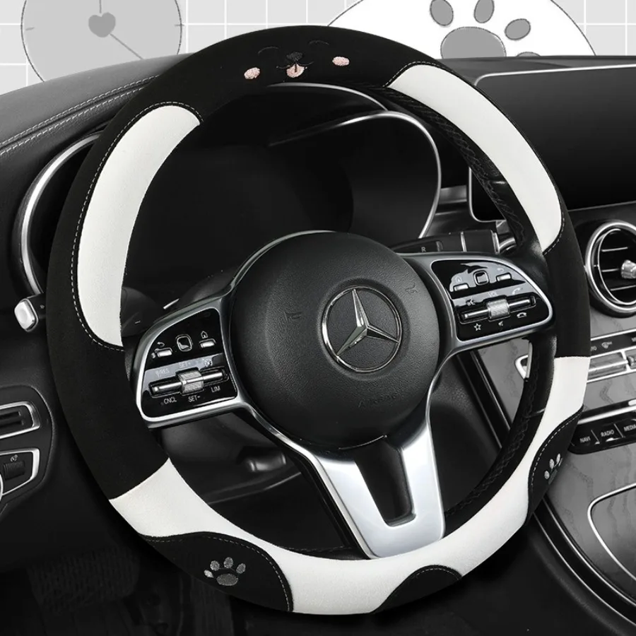 

Car General Steering Wheel Cover New Anti-slip Wear Cute Bear Fashion Female Deerskin Velvet Cover Four Seasons General Use