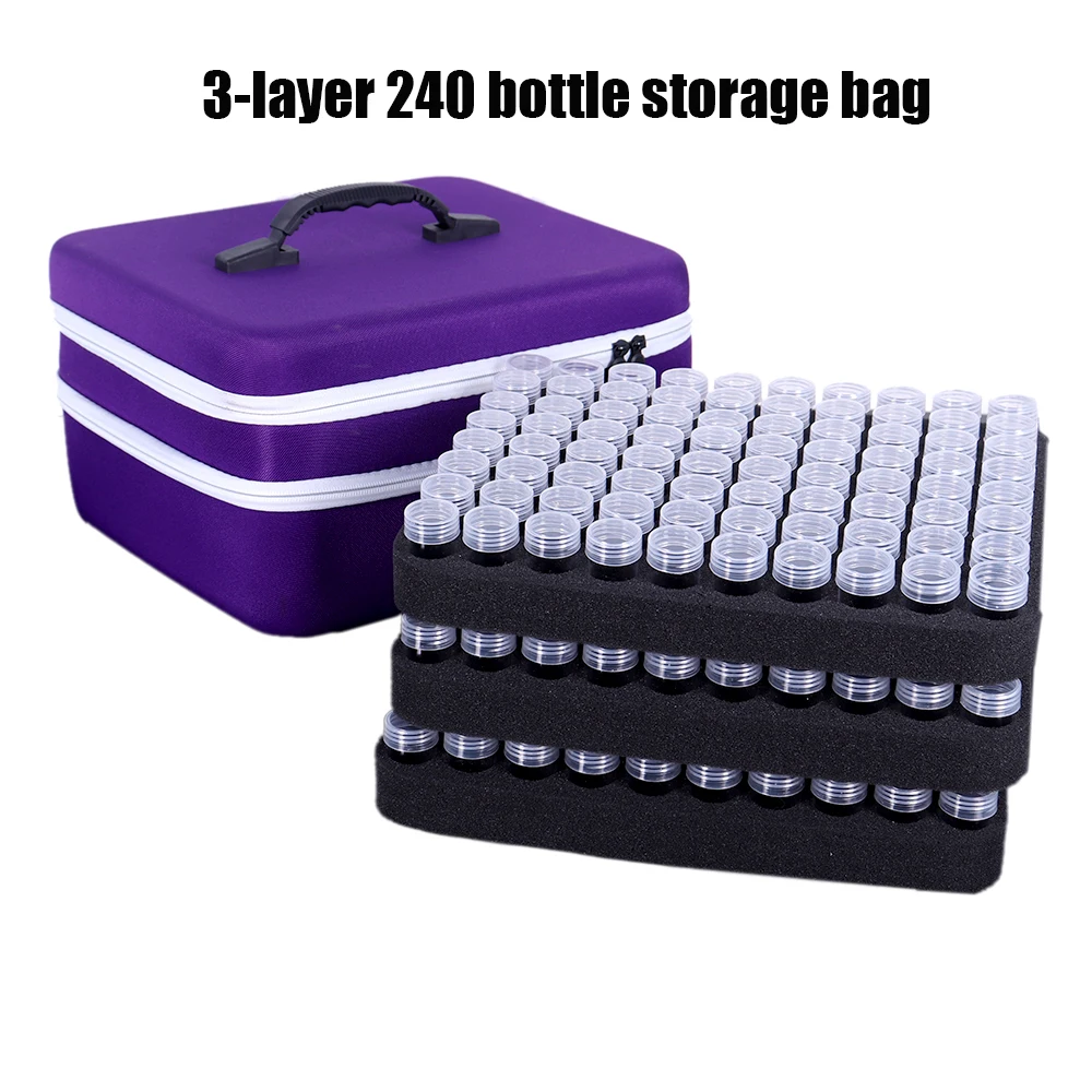 5D DIY Diamond Painting Storage Boxes, 3 layers 240 Slots Bead Storage Container with 5D Diamond Art Accessories and Tools Kits