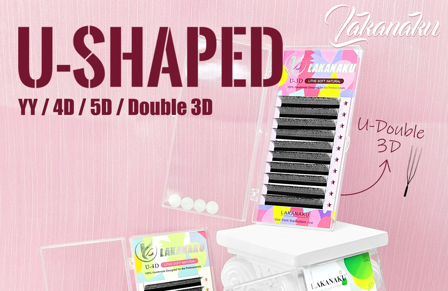 LAKANAKU Technologische Fasern Wimpern U-Form 2D UU YY 3D 4D 5D W Bloom Wimpernverlängerungen – Detail 1