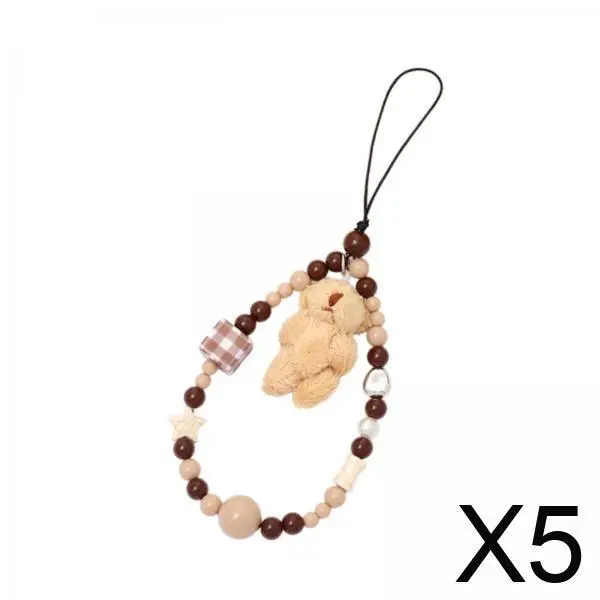 

Милый медведь кукла телефон подвесной ремешок из бисера ремешок на запястье универсальные мобильные аксессуары для украшения сотового телефона