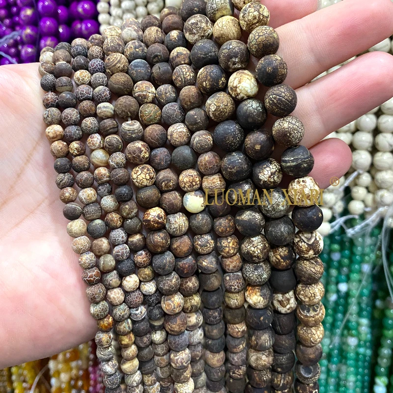 الأصفر ماتي العقيق القديم الجزع الحجر الطبيعي خزر عازل لصنع المجوهرات Diy بها بنفسك أقراط سوار Charms اكسسوارات 6 8 10 مللي متر 15''