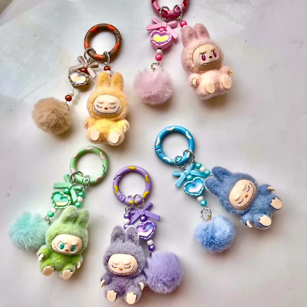 

Labubu Keychain Cartoon Creative Couple Keyring KawaiiDoll Pendant Car Key Chain ackpack Decoration Women Men Presents 2025