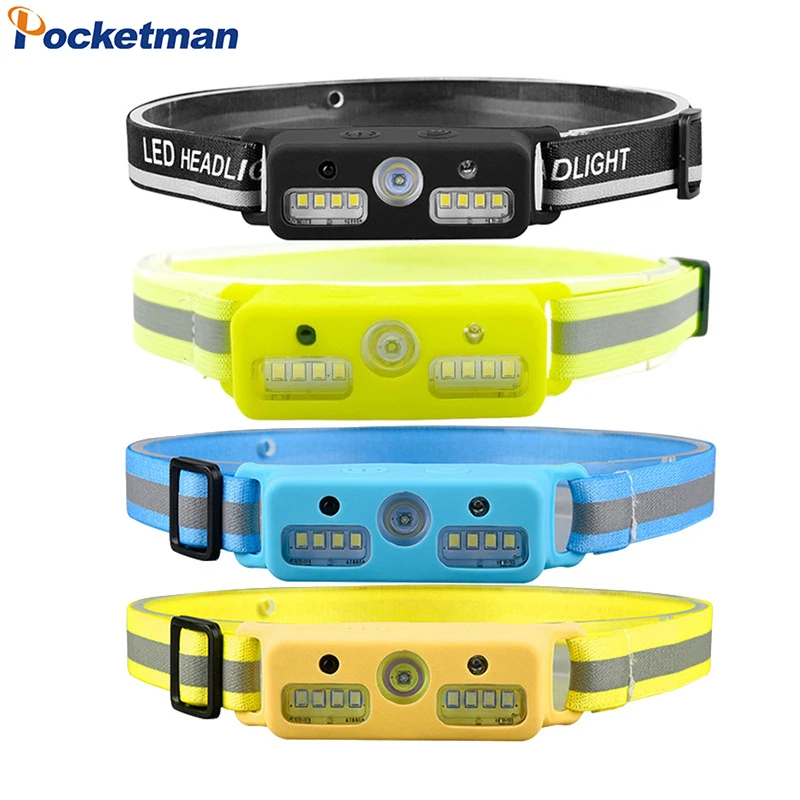 

1/4 PCS Super Bright XPE+COB Headlight IR Motion Sensor Headlamps USB Rechargeable Head Lamp Outdoor Waterproof Head Flashlight