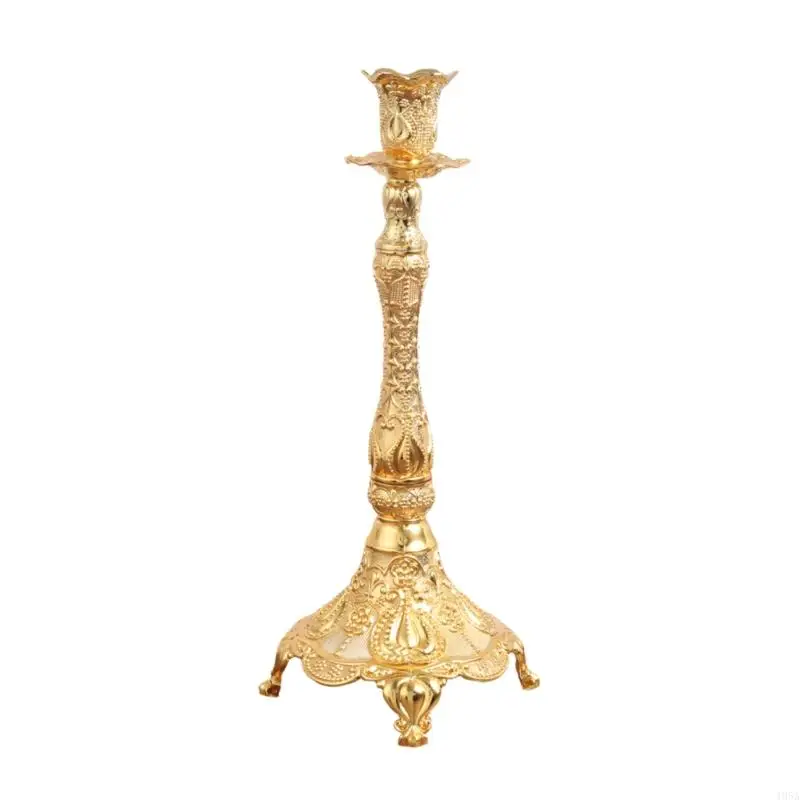 Elegant European Gold Metal Holders Candelabra With Intricate Carved Pattern For Romantics Dining And Home Decors