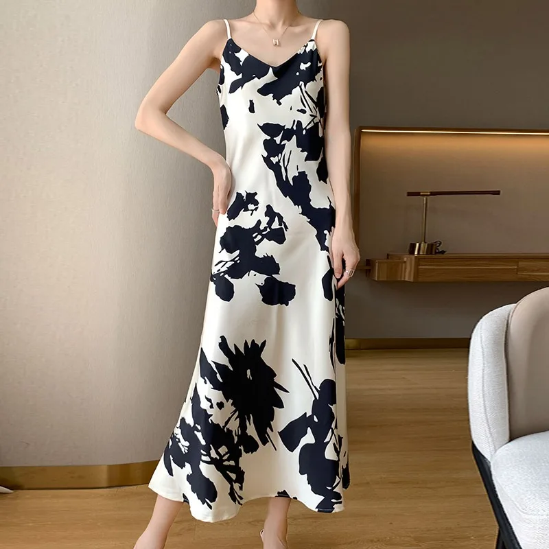 Seide Acetat Satin Wrap Dr V-Ne Sommer Neue Sle frauen Dr Casual Lose Strap Lange Dr Vielseitig einteilig Dr