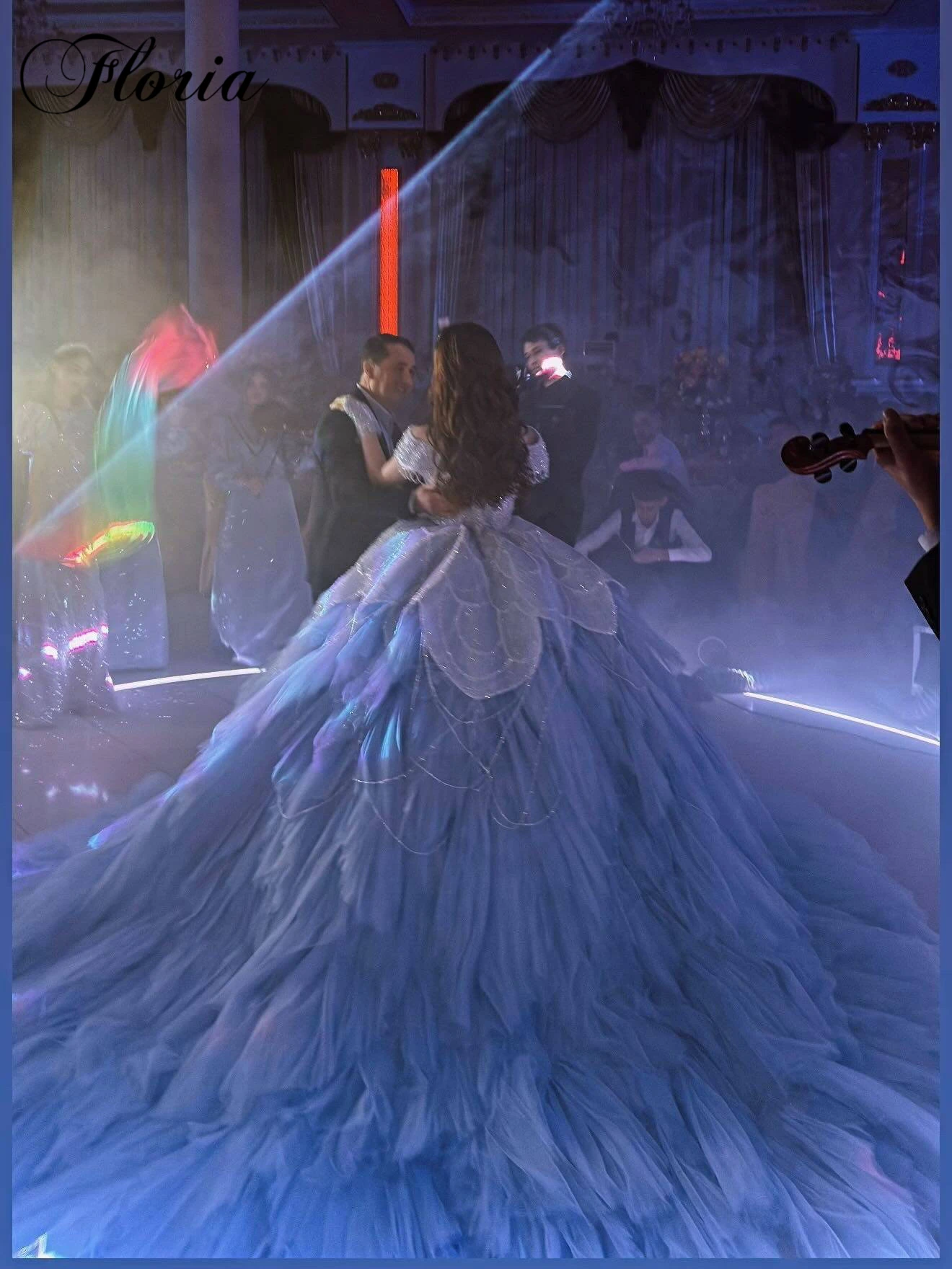 Newest Luxury Blue Evening Dresses Sheer Neck Beaded Wedding Party Dresses Special Occasion Dresses Ball Gown Customized 2026