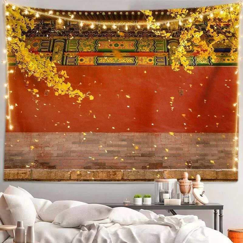 VIKAMA Chinese Calligraphy Plum Tapestry Wall Hanging, 6 Designs, Wall Decor for Bedroom Living Room Dorm