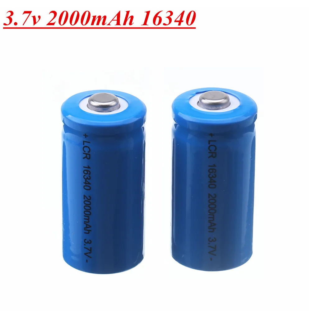 16340 Battery 3.7V 2000mAh Lithium Rechargeable Li-ion Cell For CR123A CR17345 K123A VL123A DL123A 5018LC