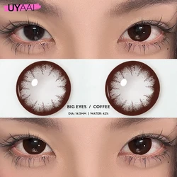 UYAAI【1*contacts Lenses+1*tweezers+1*lenses Case】Arab Brown Contacts Pearl Series Eyes Black Eyes Fashion Makeup Yearly Soft