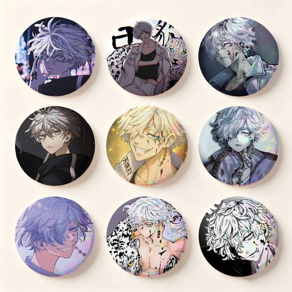 Anime Characters Imaushi Wakasa T-Tokyo R-Revengers  Badges Round Cosplay Pin Decor Fans Collect Friends Gifts Brooch Souvenir