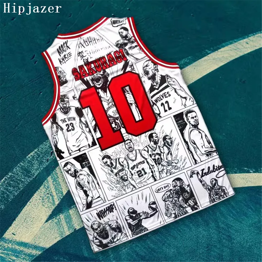 NEW SD JAPAN Design SHOHOKU Shirts  10# SAKURAGI Cartoon Anime   Basketball Jerseys  Thermal Transfer Printing