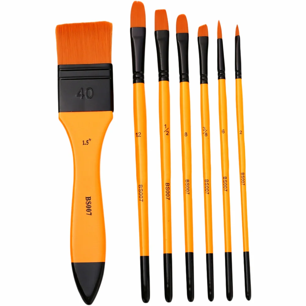 

7Pcs Painting Brush Kit Oil Paintbrushes with Flat Tips for Detailed Acrylic Painting Watercolor Pigment Tools Artists Beginners