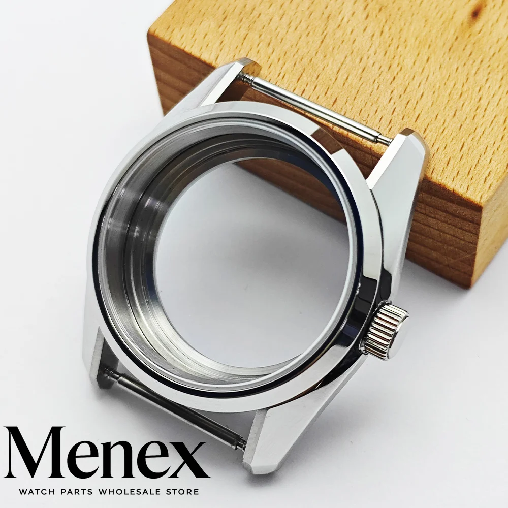 Menex 36mm Silver Watch Case with Sapphire Crystal Stainless Steel Compatible with NH35 NH36 ETA2824 2836 Miyota82 DG Movement