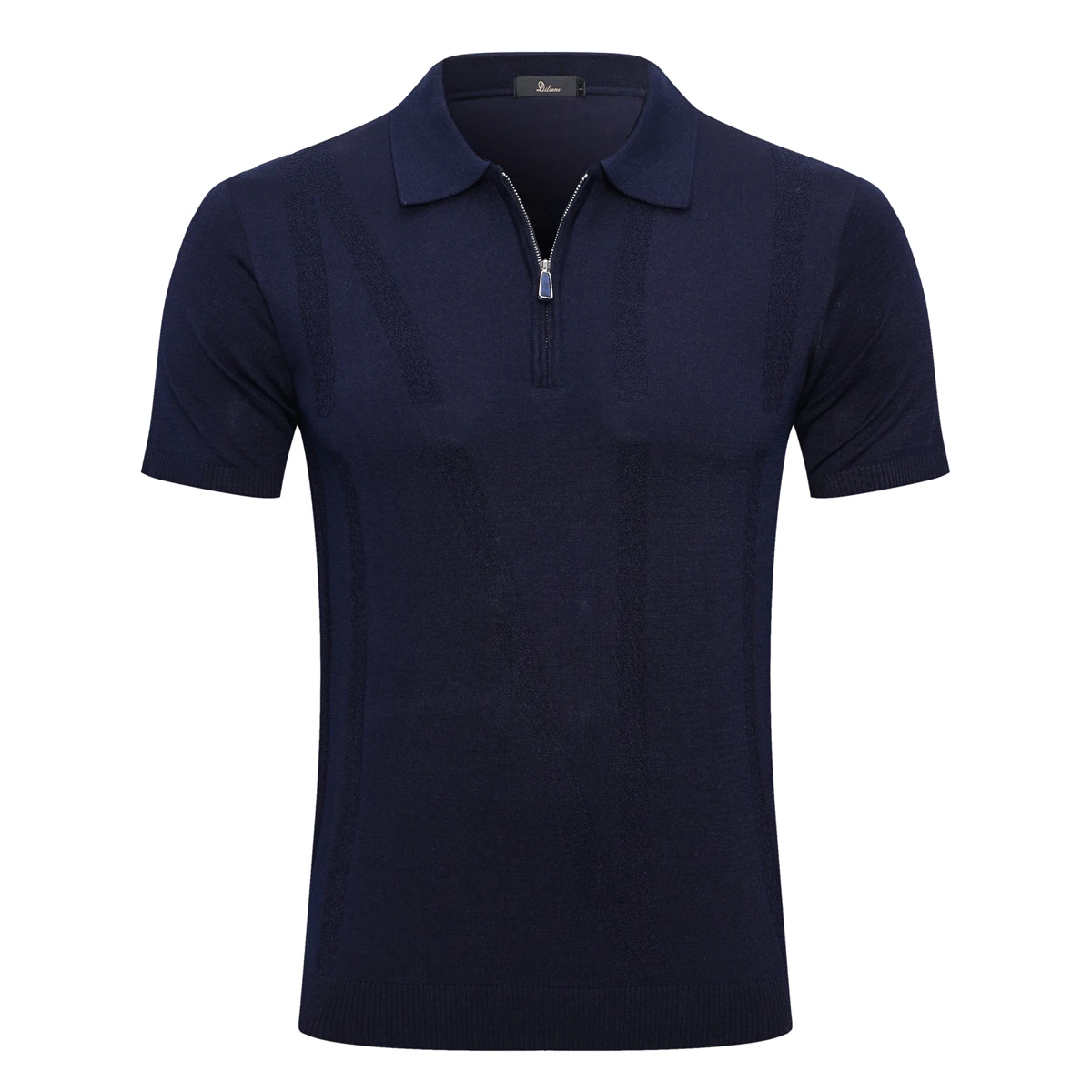 

OECHSLI T-shirt Silk Polo 2025 New Thin Men's short Sleeve zipper Business stripe elastic Breathable comfort Big Size M-5XL