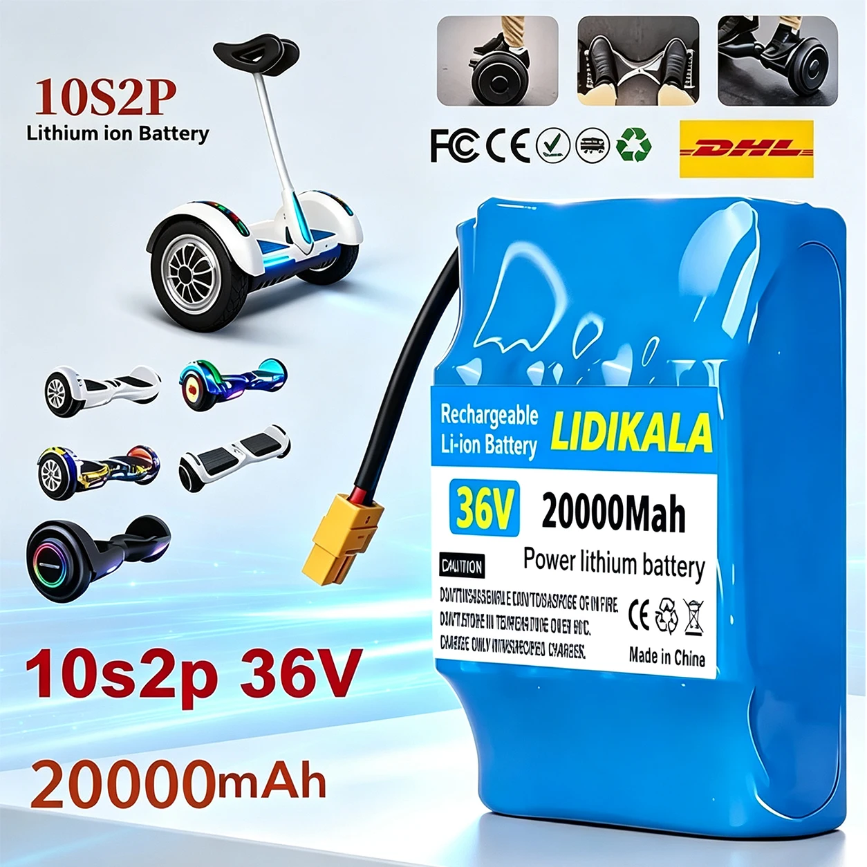 36V 20Ah 10S2P 20000mAh 18650 Original 2026 Wiederaufladbare Lithium-Batterie für 36V Elektro-Skateboard Neue 18650 Lithium-Ionen-Batterie