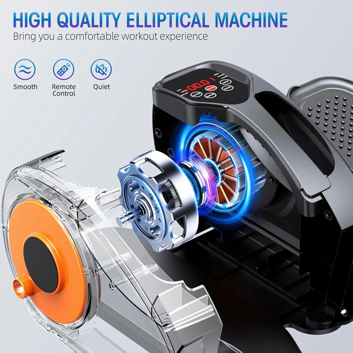 Desk Elliptical Machine, Ellipse Leg Exerciser for Seniors Fully Assembled, Quiet & Portable Electric Seated Pedal Exercis