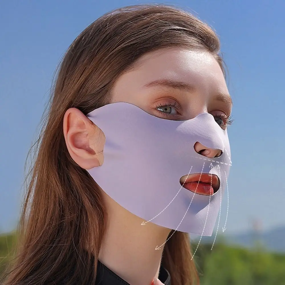 Bufanda de seda Anti-uv para mujer, pañuelo facial de verano para exteriores, velo protector solar, máscara de protección solar