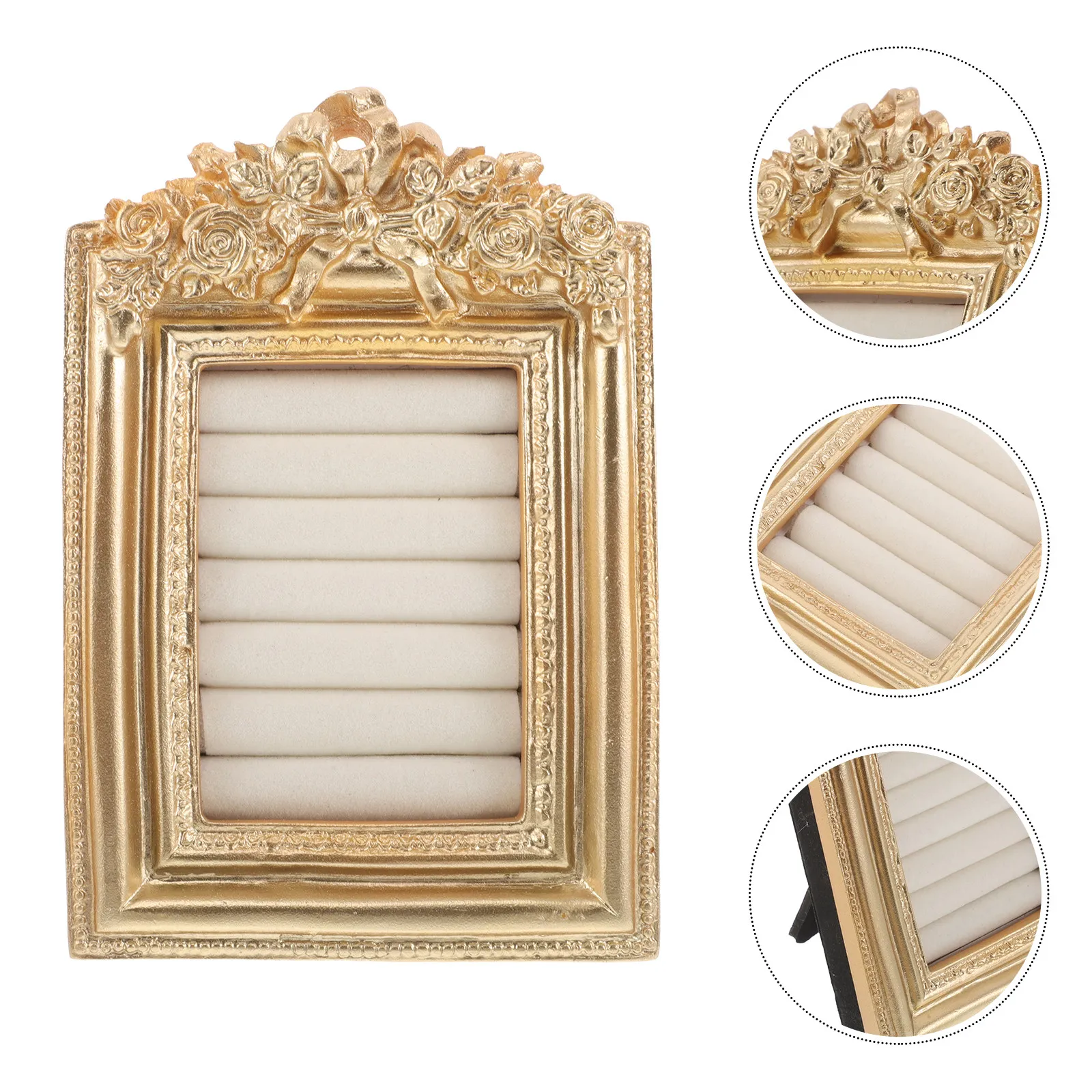 

Vintage Ring Holder Baroque Jewelry Display Stand Decorative Tray for Engagement Wedding Anniversary Organizer Jewelry Showcase