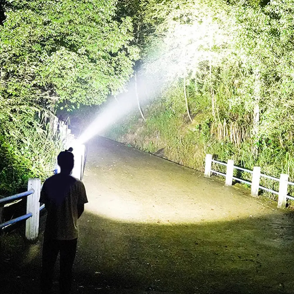 Poderoso farol led TYPE-C recarregável ao ar livre portátil faróis de acampamento noite trabalho luz emergência lâmpada pesca