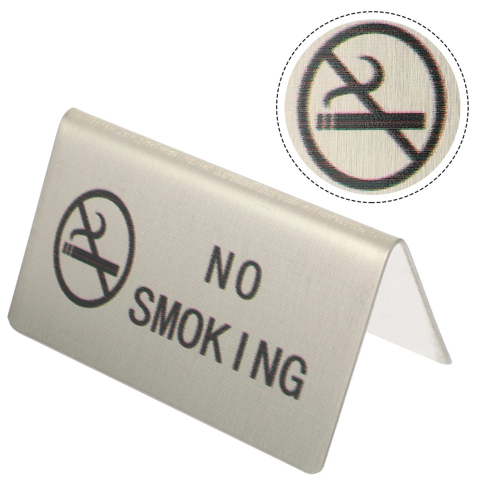 Stainless Steel No Smoking Sign Board Indoor Table Desk Indicator Stackable Space Saving Easy Clean Public Place