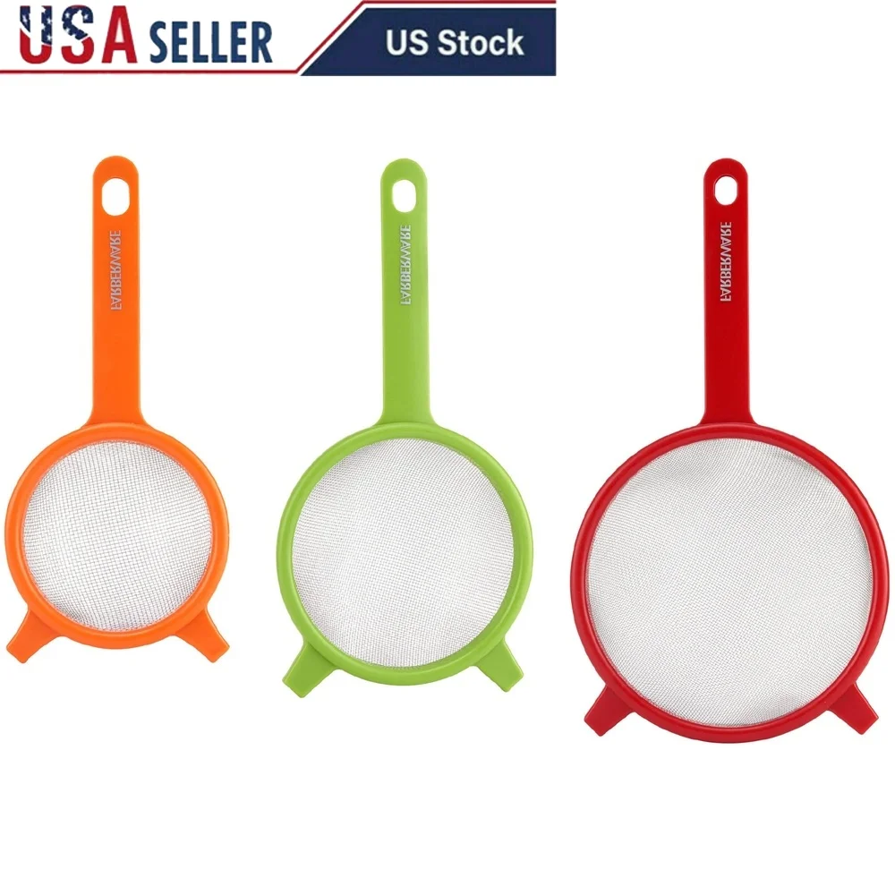 

Набор из 3-х сетчатых фильтров из нержавеющей стали для ополаскивания и слива пищевых продуктов, эргономичная ручка, прочный пластиковый каркас, кухонные инструменты