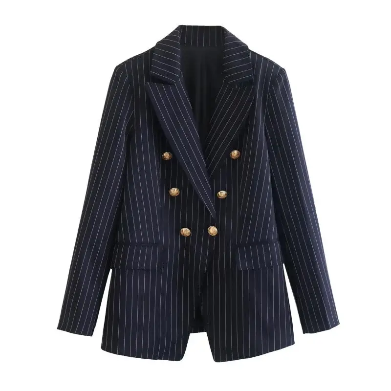Slim Fit Lady's Checkered Suit Two-Piece Set Double Row Buttons Long Pants Elegantly Designed Vintage Hong Kong Style
