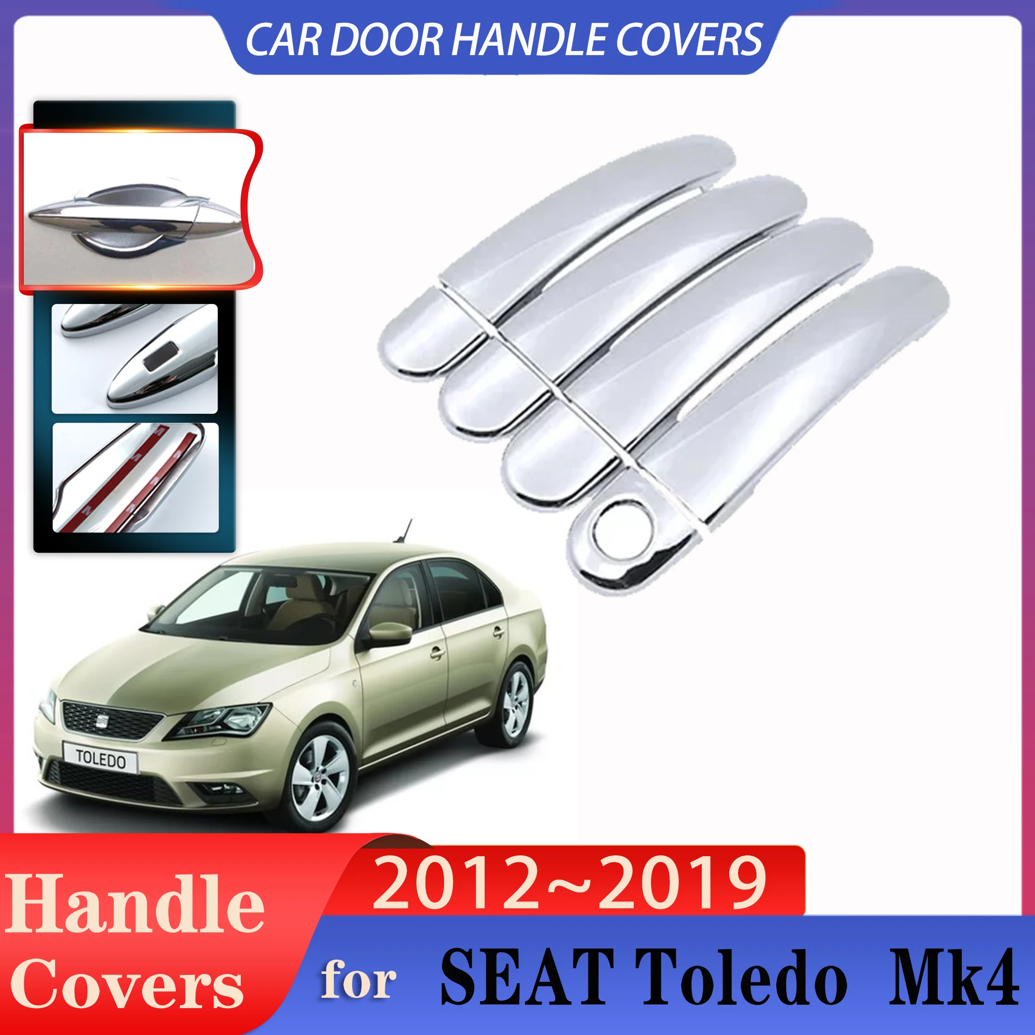

For SEAT Toledo MK4 Accessories KG 2012~2019 Luxury Car Door Handles Exterior Scratch Protective Decor Covers Car Accessories