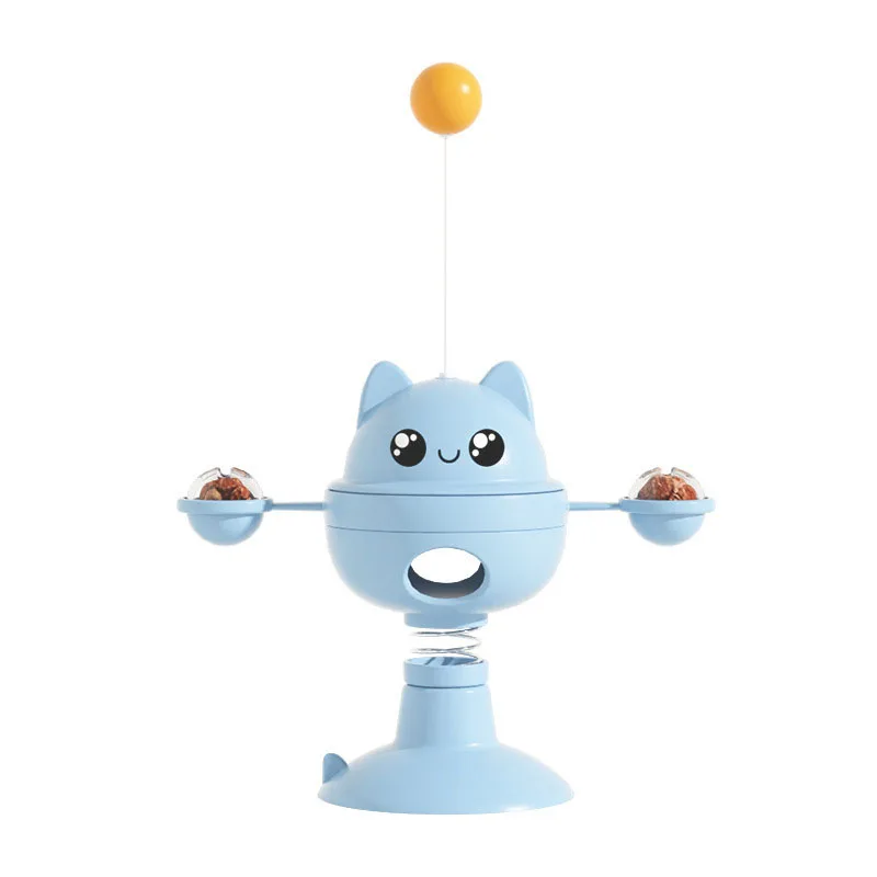 Cat Toy Interactive Turntable Puzzle Food Dispenser Teaser Wand Freeze-Dried Ball for Kitten Puppy Self-Play Relieve Boredom