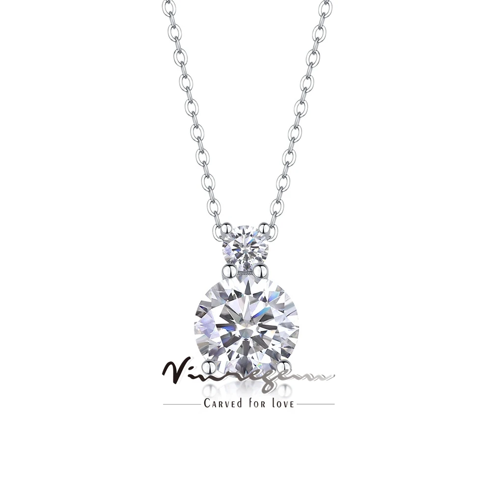 Vinregem Pass Test 3EX VVS1 D Color 3CT Round Cut Real Moissanite Diamonds Pendant Necklace GRA 925 Sterling Silver Fine Jewelry