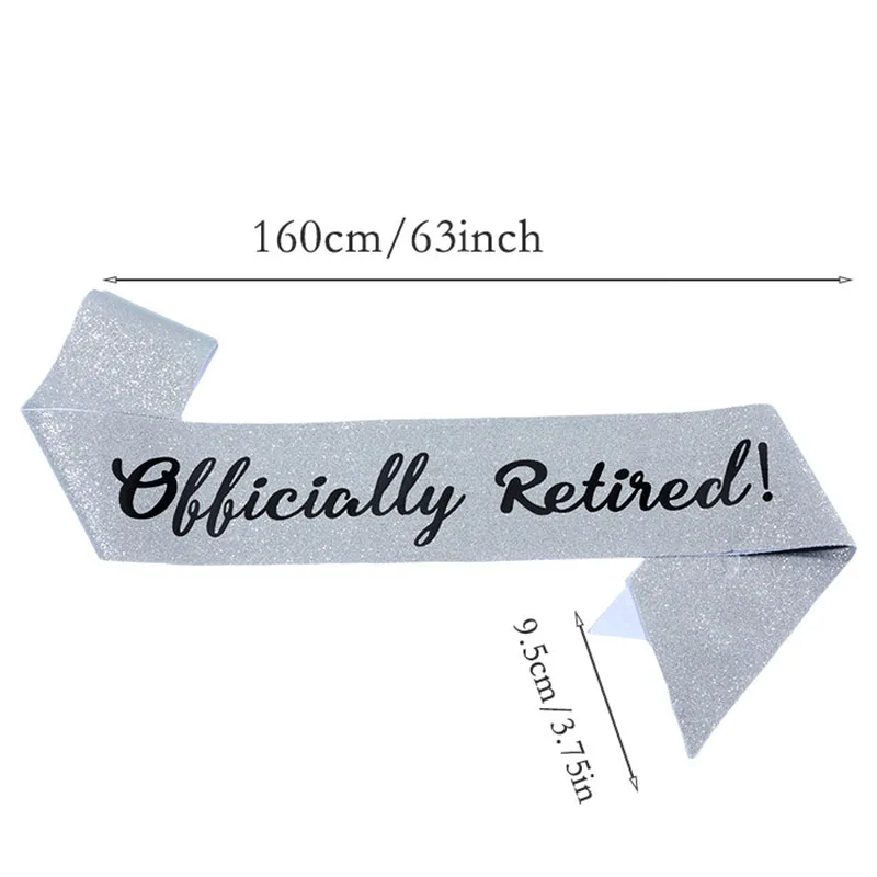 Officially Retired Sash Glitter Satin Retired Sash Favor Gifts for Men Women Happy Retirement Party Events Decoration Supplies