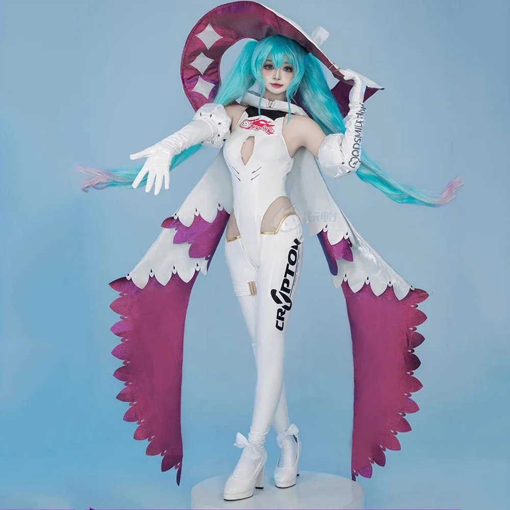 

Mikuu Cosplay 2025 Mikuu Racing Suit Cosplay Costume Witch Halloween Uniforms Jumpsuits Sexy Cosplay 160CM Weapon Prop Wig