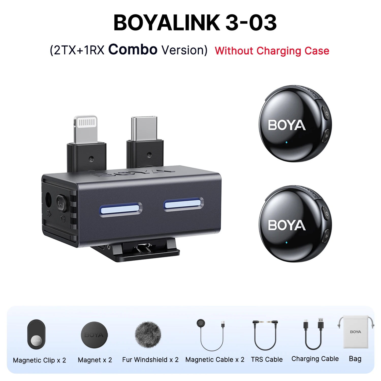 BOYA BOYALINK 3 Mini Wireless Lavalier Microphone for iPhone USB-C Android Smartphone Camera Ai Noise Cancellation for Recording