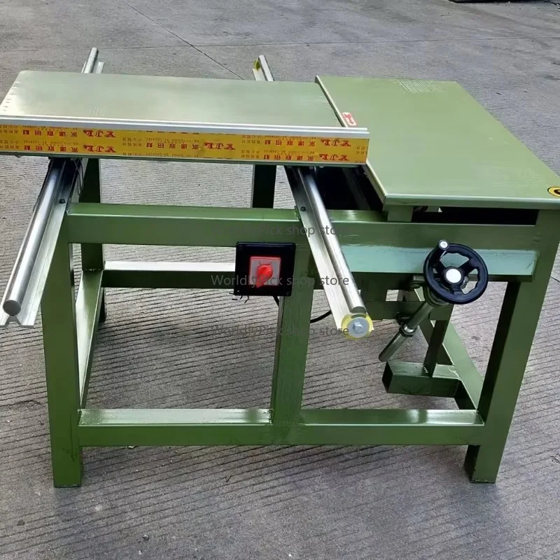 220V 3KW Horizontal Solid Circular Saw for Furniture Woodworking with Guideway Push Table and 45 Degree Angle Cutting Function