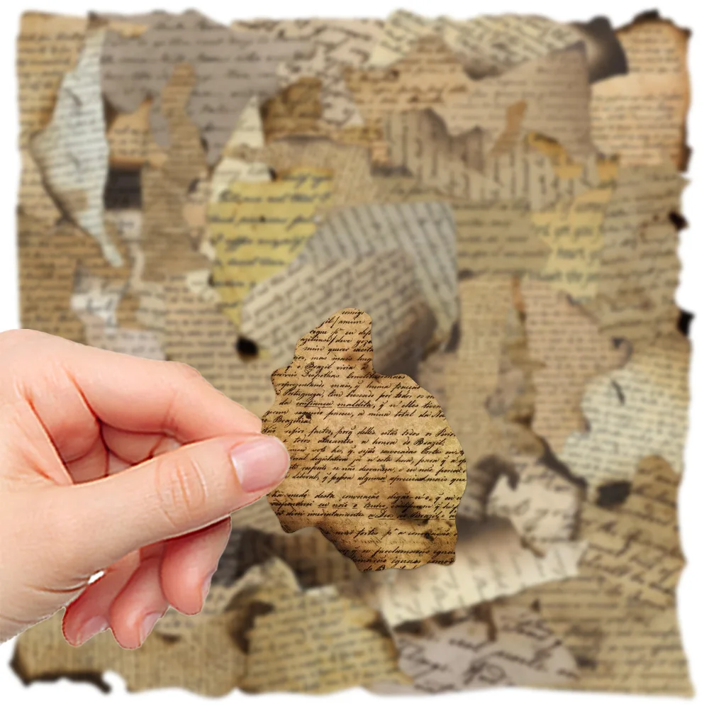 50개 레트로 스탬프 효과 스티커 번트 프레이즈 데칼 DIY 문구 컴퓨터 스티커 학생 문구