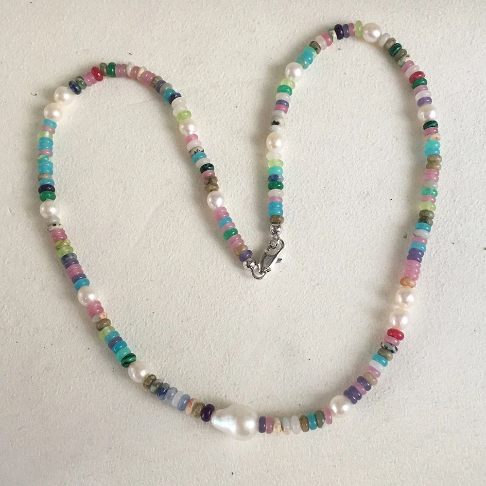 

Ожерелье-чокер 38-52 см, 100% натуральный пресноводный жемчуг и драгоценный камень, 5-6 мм мини-жемчуг, хорошее качество, застежка из серебра 925 пробы