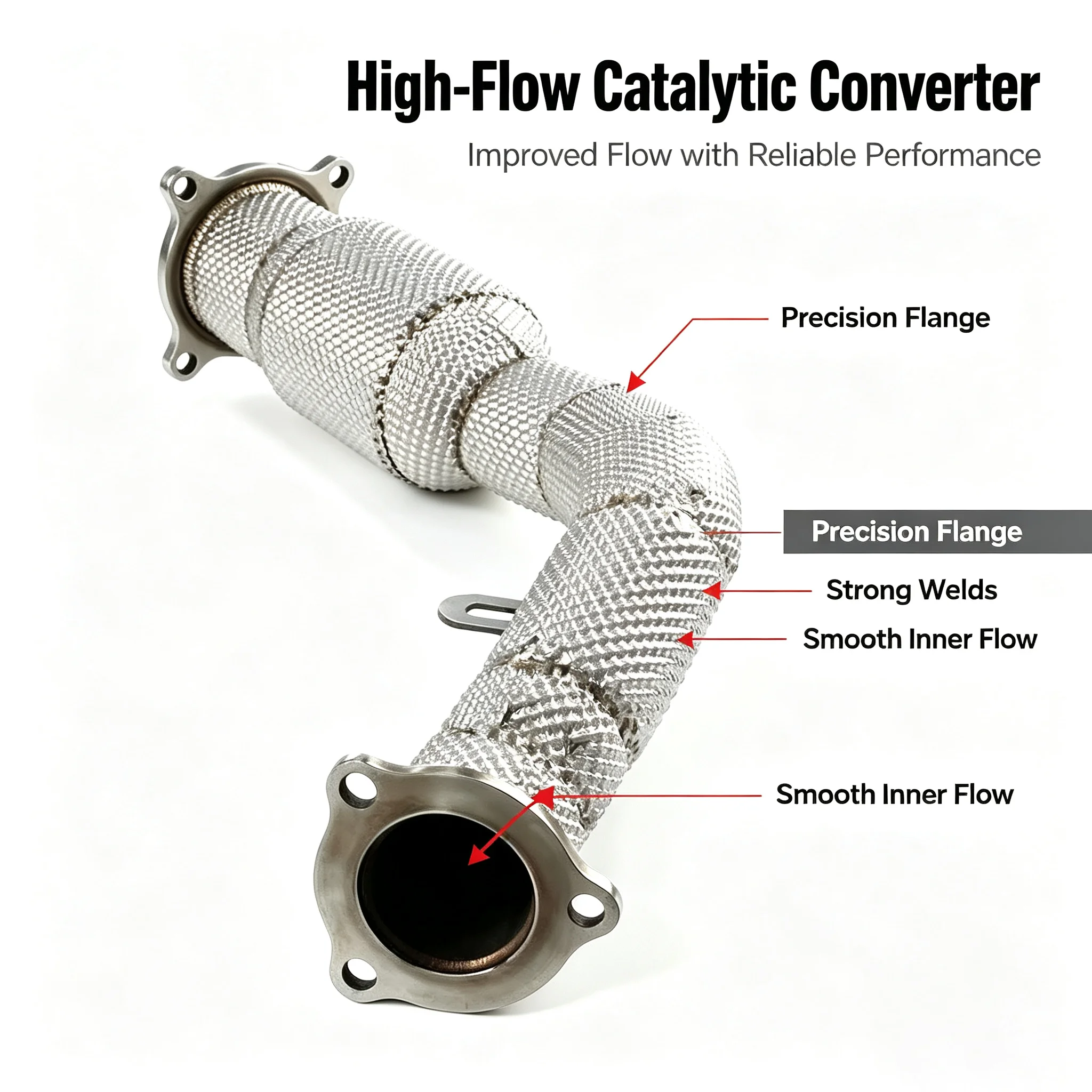 Turbo Exhaust Front Pipe Catted Downpipe With High Flow Catalyst For Audi A4 A5 B8 / B8.5 2.0T 2008-2015