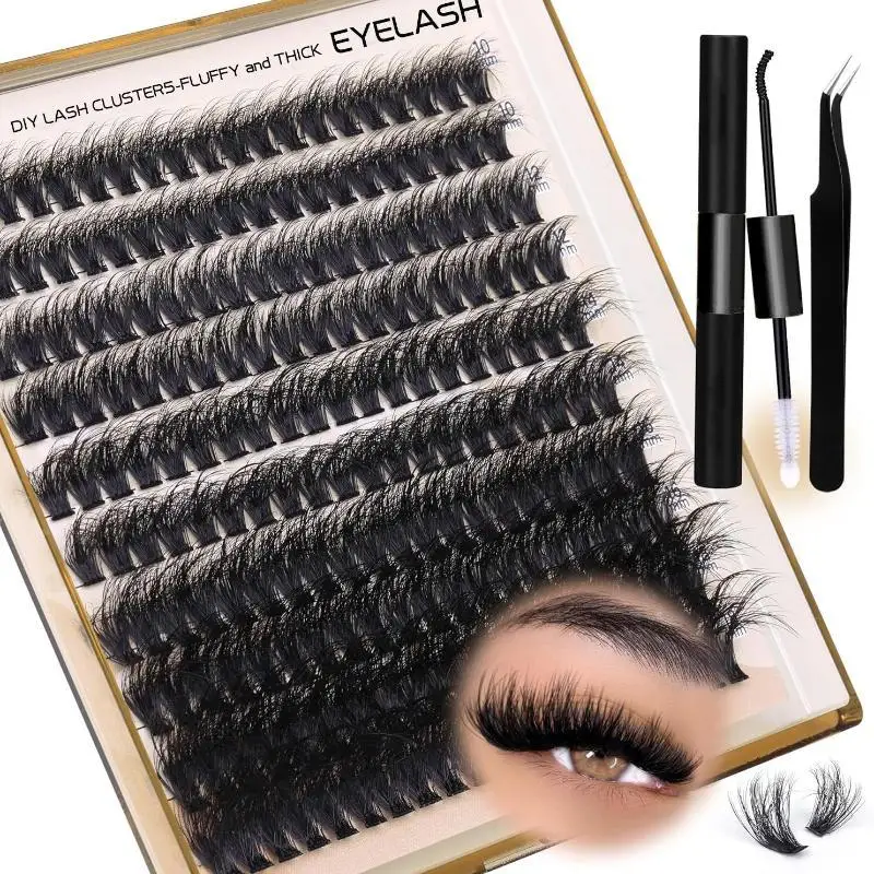 New Fluffy Thick Lash Clusters DIY Eyelash Extension 200D 10-18MIX Individual Lashes Eyelash Extensions Clusters