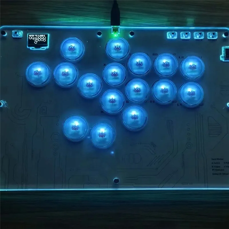 B68C ممر عصا التحكم Hitbox تحكم RGB القتال لعبة لوحة المفاتيح 16 مفاتيح جميع زر تحكم ل PS5 PS4 PS3 سطح البخار
