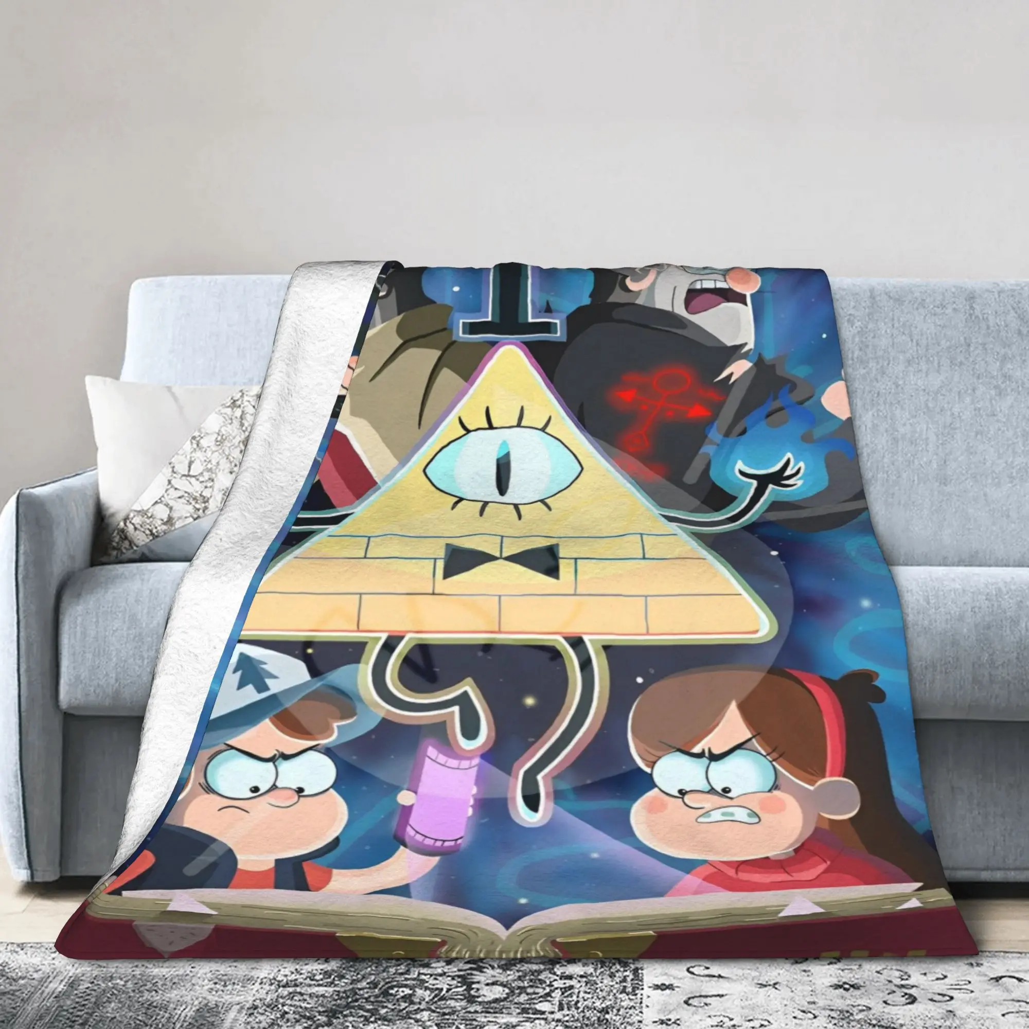 Gravitys Falls Flannel Blankets Bill Cipher Adventure Mystery Comedy Animated Throw Blankets for Home Hotel Sofa Bedspread