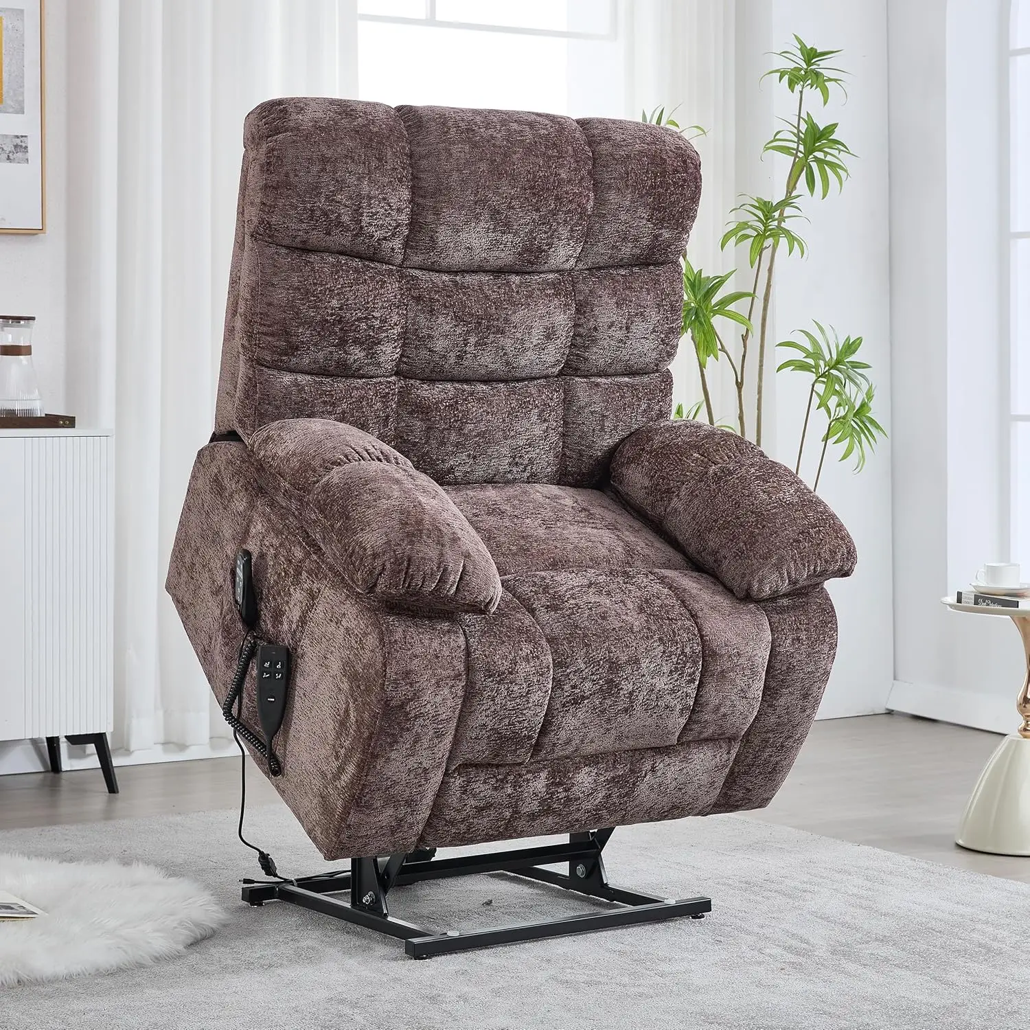 

Dual Motor Heat & Massage Lift Recliner Chenille Infinite Position 350 LBS Medium-Firm, Customized