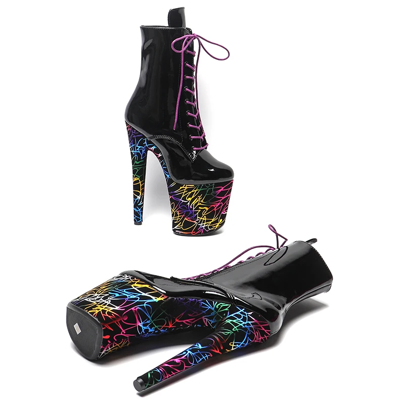 Leecabe   20CM/8inches  Patent PU Upper  Trend fashion  High Heel platform stripper heel  Pole Dance boots