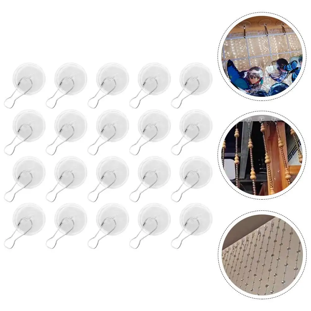 20 Pcs Suction Cup Ceiling Hook Small Hooks Concrete Wall Heavy Removable Outdoor Adhesive Stainless Steel Bookcase Anchor