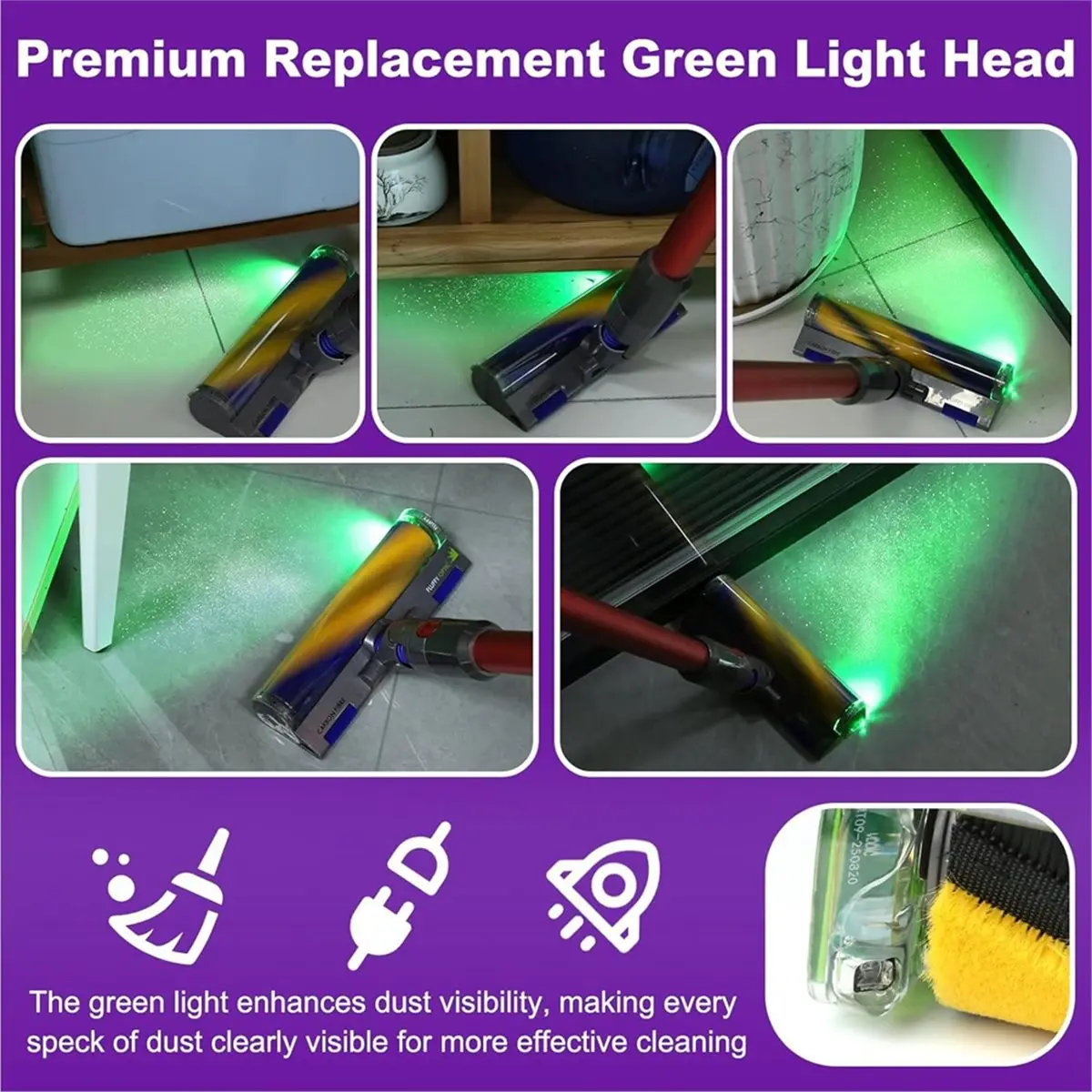 Laser Soft Roller Cleaner Head for V12 Detect Slim / V10 Digital Slim Vacuums, Illuminating Hidden Dust and Debris