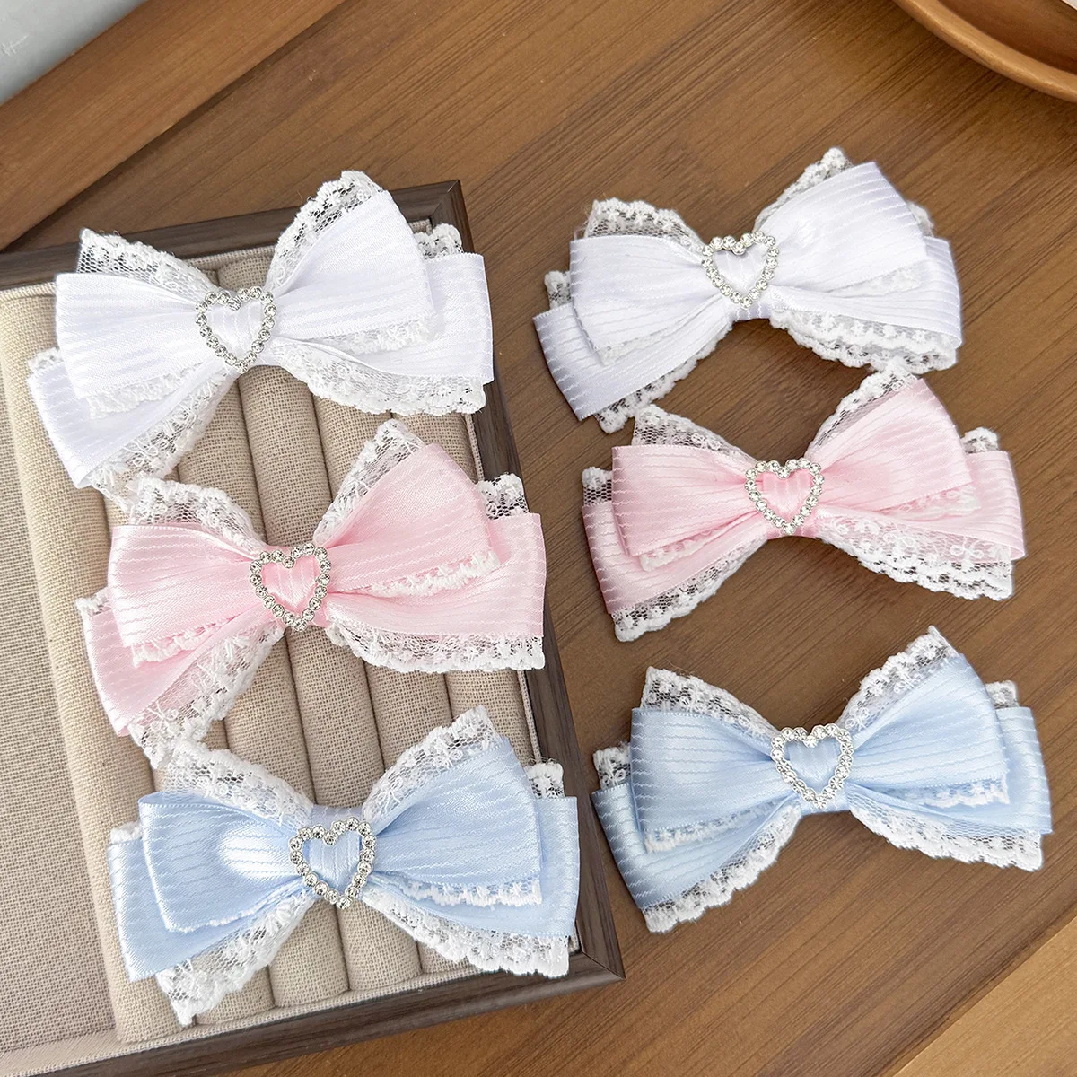 24pc-korean-style-hair-clips-for-women-rhinestone-heart-ribbon-bow-hairgrips-lace-trim-side-clips-girls-fashion-hair-accessories