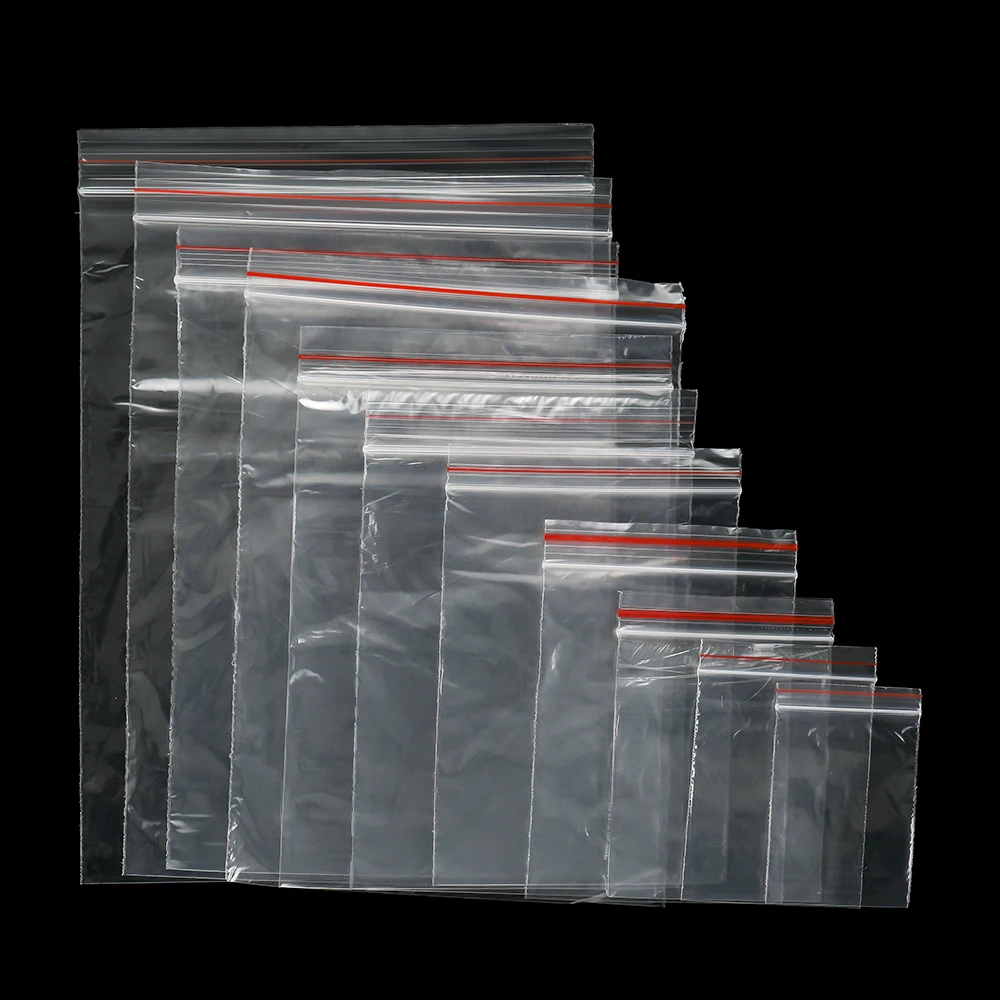 

100Pcs Multiple Sizes Transparent Ziplock Plastic Bag for Jewelry Beads Bracelets Storage Small Business Packaging Supplies