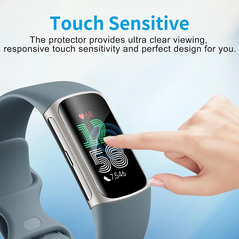 100PCS Soft TPU Hydrogel Protective Film for Fitbit Charge 6 / Charge 5 Smartwatch HD Clear Screen Protector